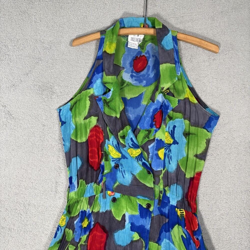 Vintage Together Maxi Dress Size 10 Double Breasted 50s Inspired Day Dress Artsy - Picture 2 of 15